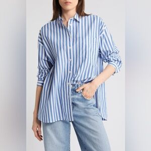 Madewell Blue and White Striped Button Down
